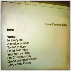 Love Came to Stay Lyrics